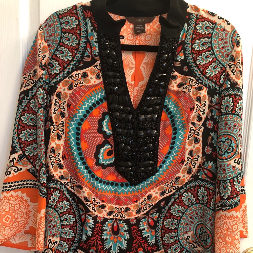 Beautiful Boho Silk Tunic by SINGLE